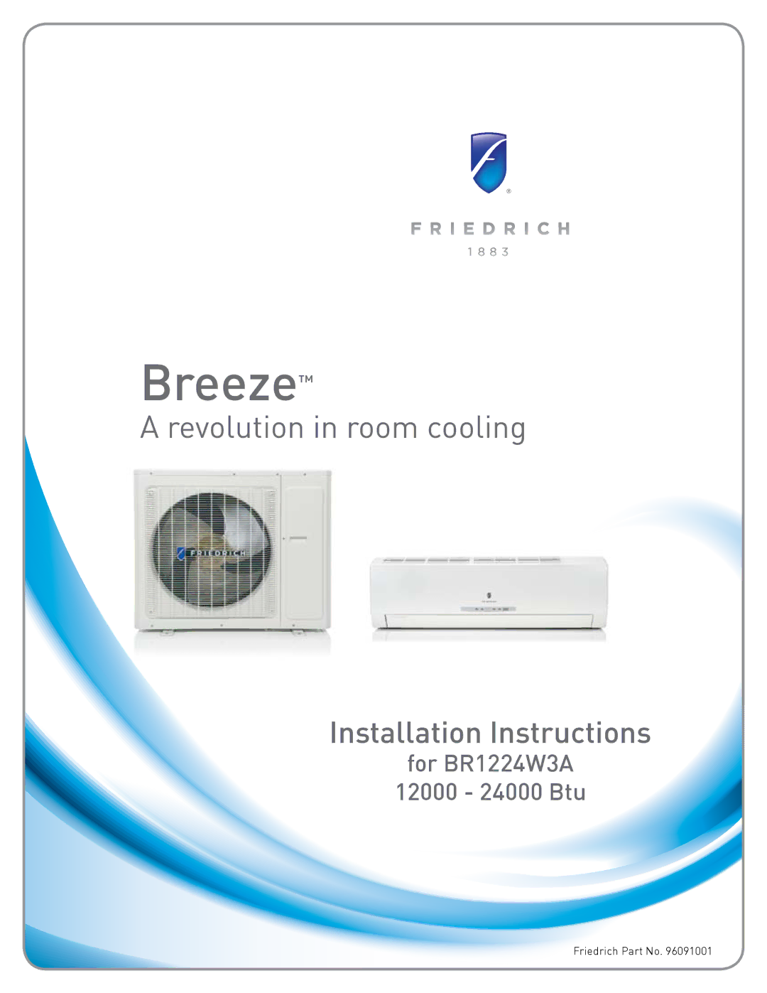 Friedrich Breeze, BR1224W3A installation instructions 