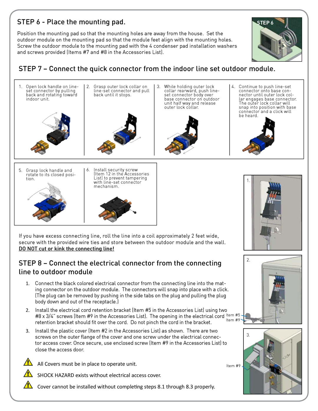 Friedrich BRO412W1A installation instructions Place the mounting pad 