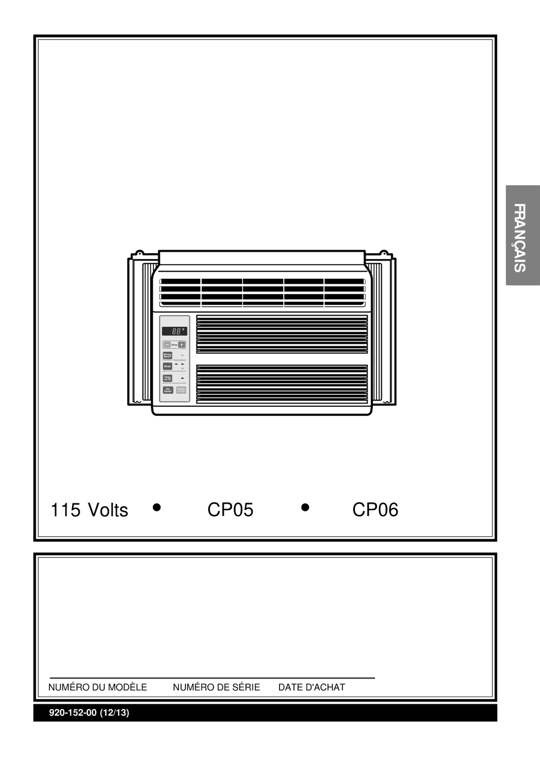 Friedrich CP05 CP Line operation manual De votre climatiseur de pièce CP Line 