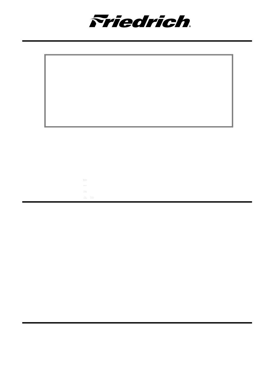 Friedrich CP05 CP Line operation manual Table des matières 