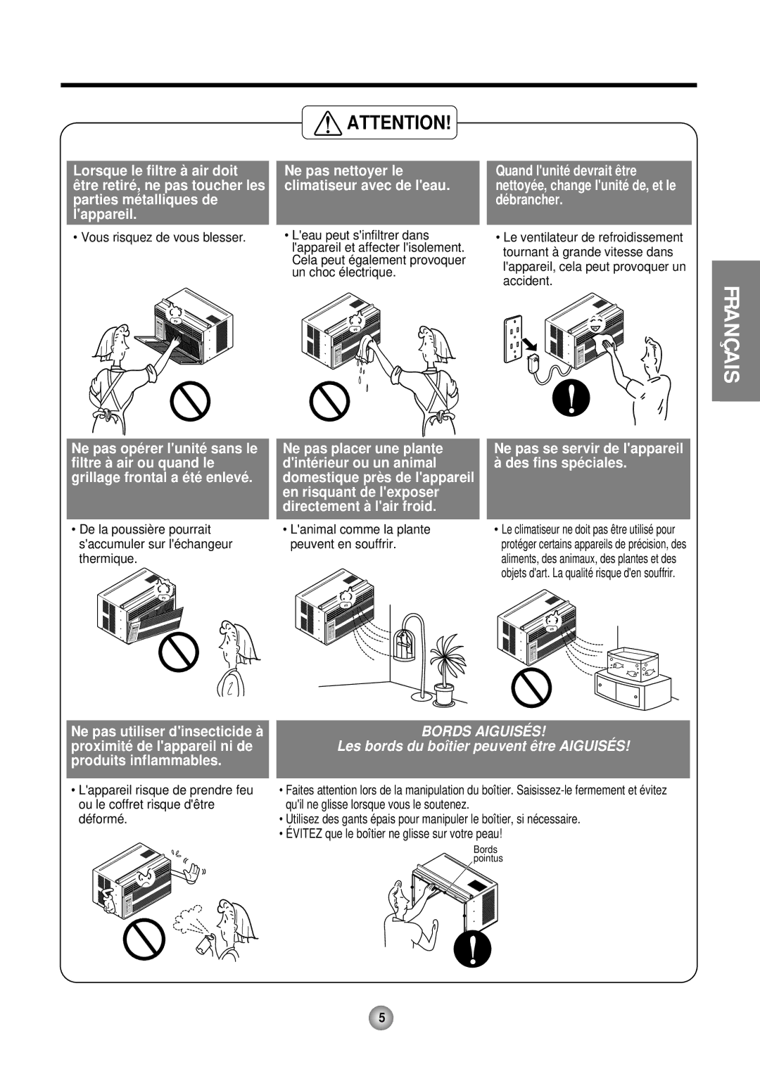 Friedrich CP05 CP Line operation manual Bords Aiguisés 