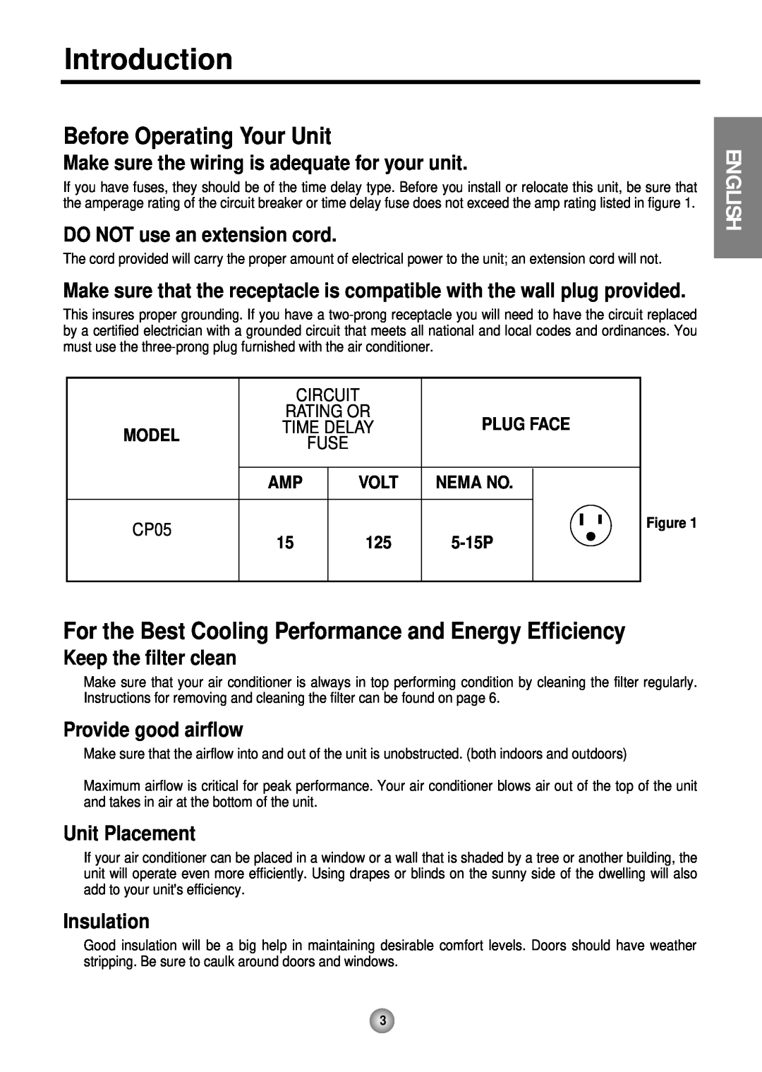 Friedrich CP05 CP Line Introduction, Before Operating Your Unit, For the Best Cooling Performance and Energy Efficiency 
