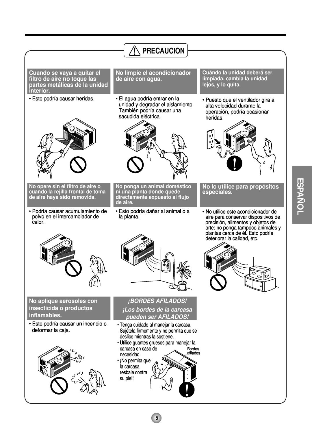 Friedrich CP05 CP Line operation manual Precaucion, No lo utilice para propó sitos especiales, Español 