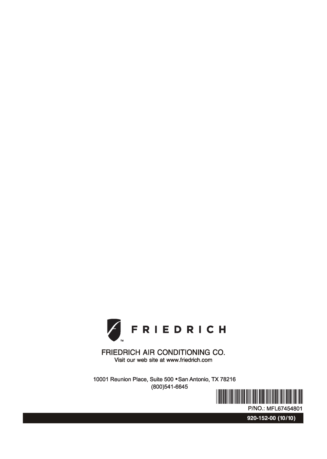 Friedrich CP05 manual 