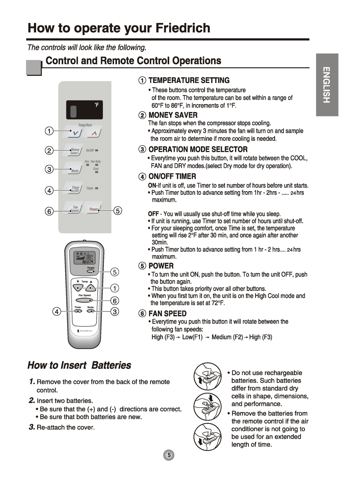 Friedrich CP05 manual 