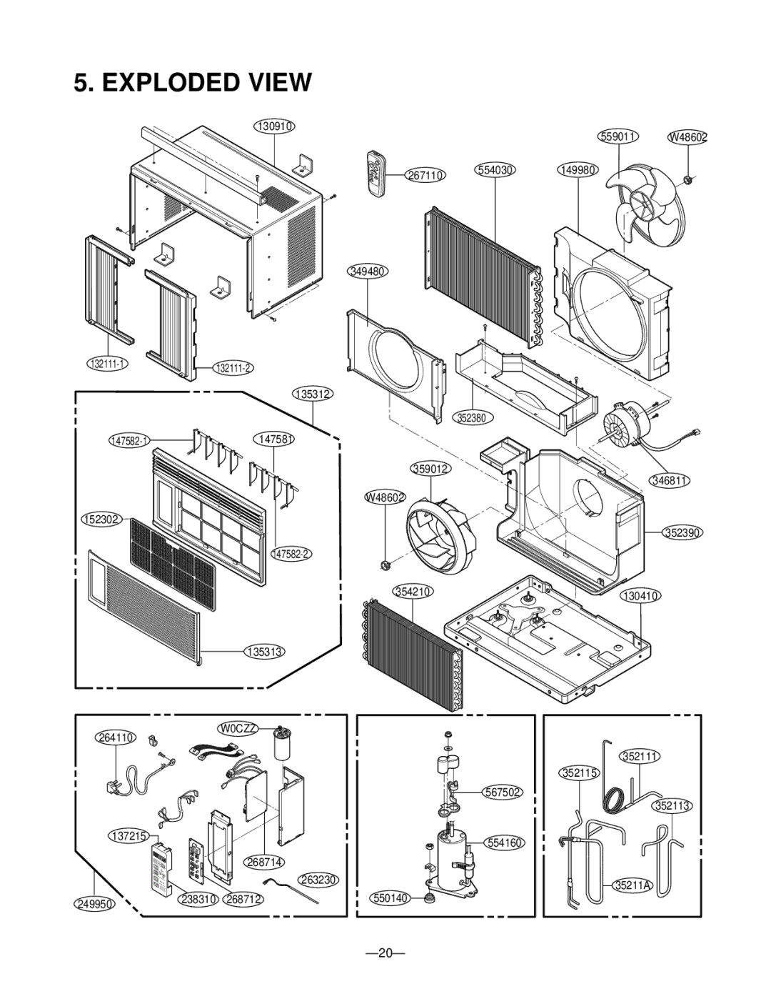 Friedrich CP05A10, CP06A10 manual Exploded View, W0CZZ 