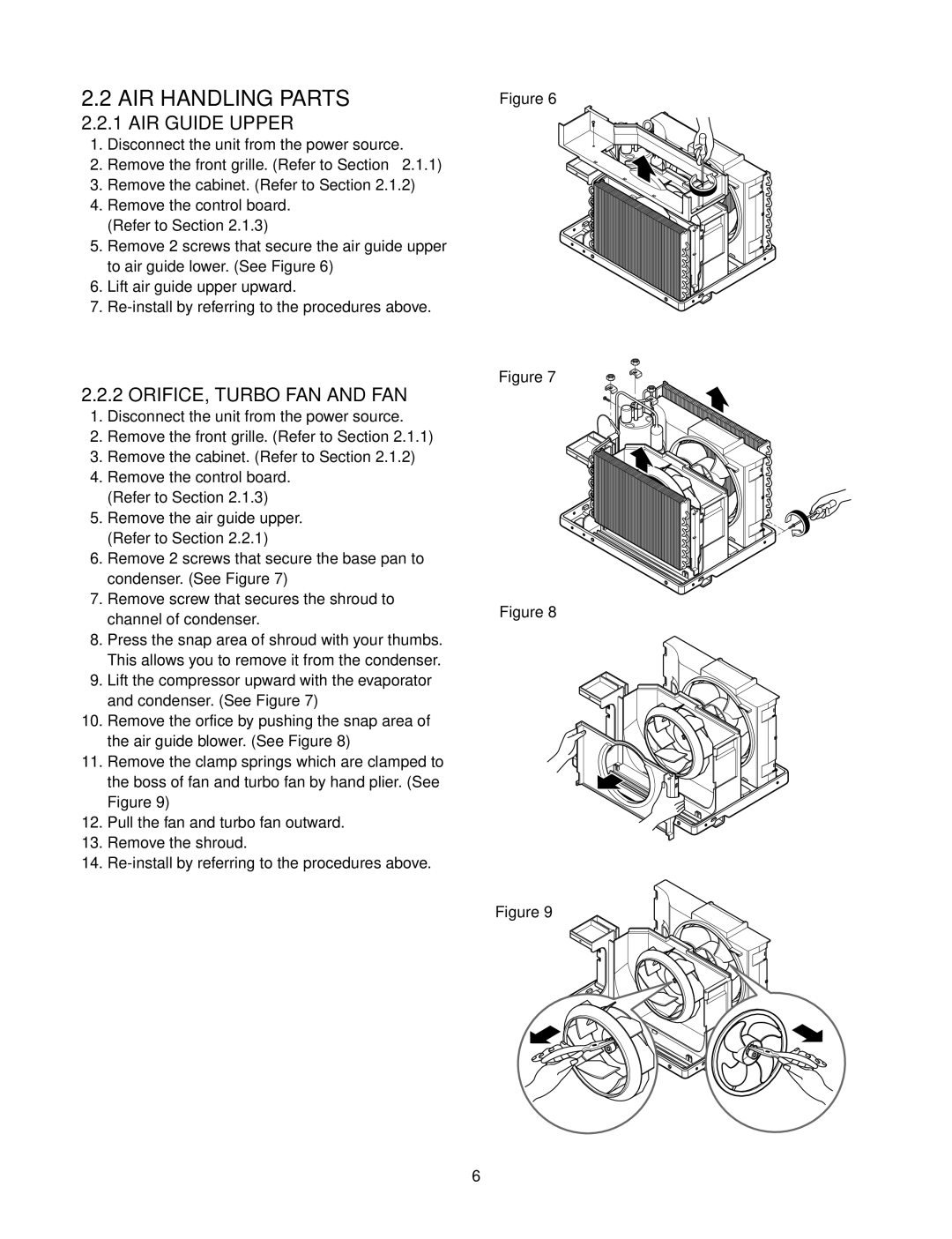 Friedrich CP05A10, CP06A10 manual AIR Handling Parts, AIR Guide Upper, ORIFICE, Turbo FAN and FAN 