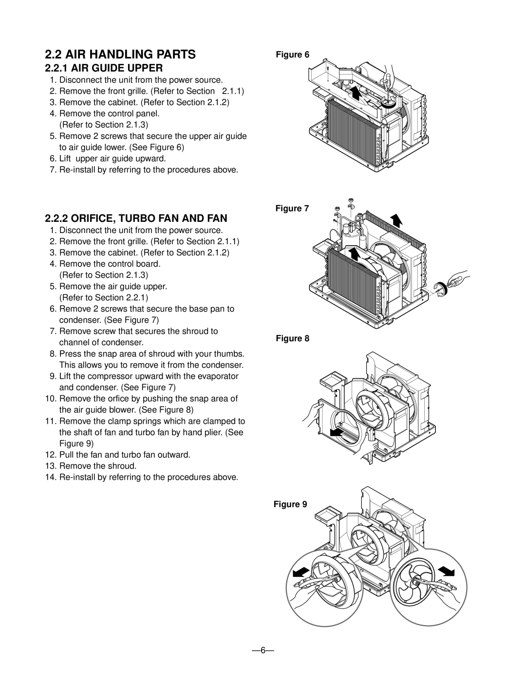 Friedrich CP05C10 manual AIR Handling Parts, AIR Guide Upper, ORIFICE, Turbo FAN and FAN 