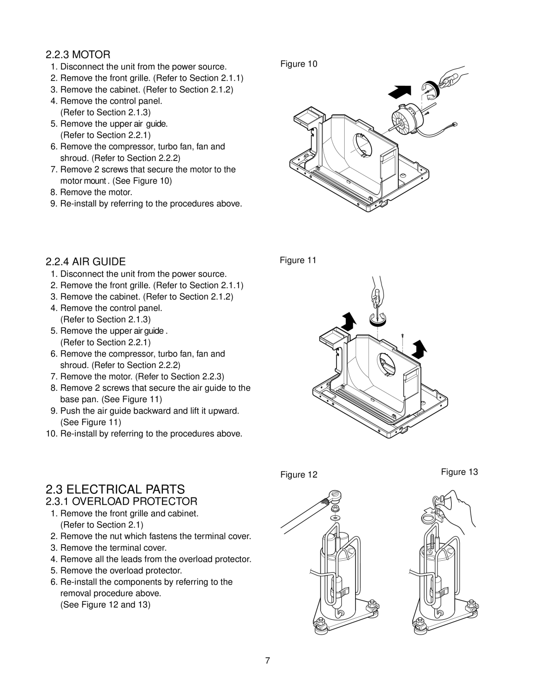 Friedrich CP05C10 manual Electrical Parts, AIR Guide, Overload Protector 