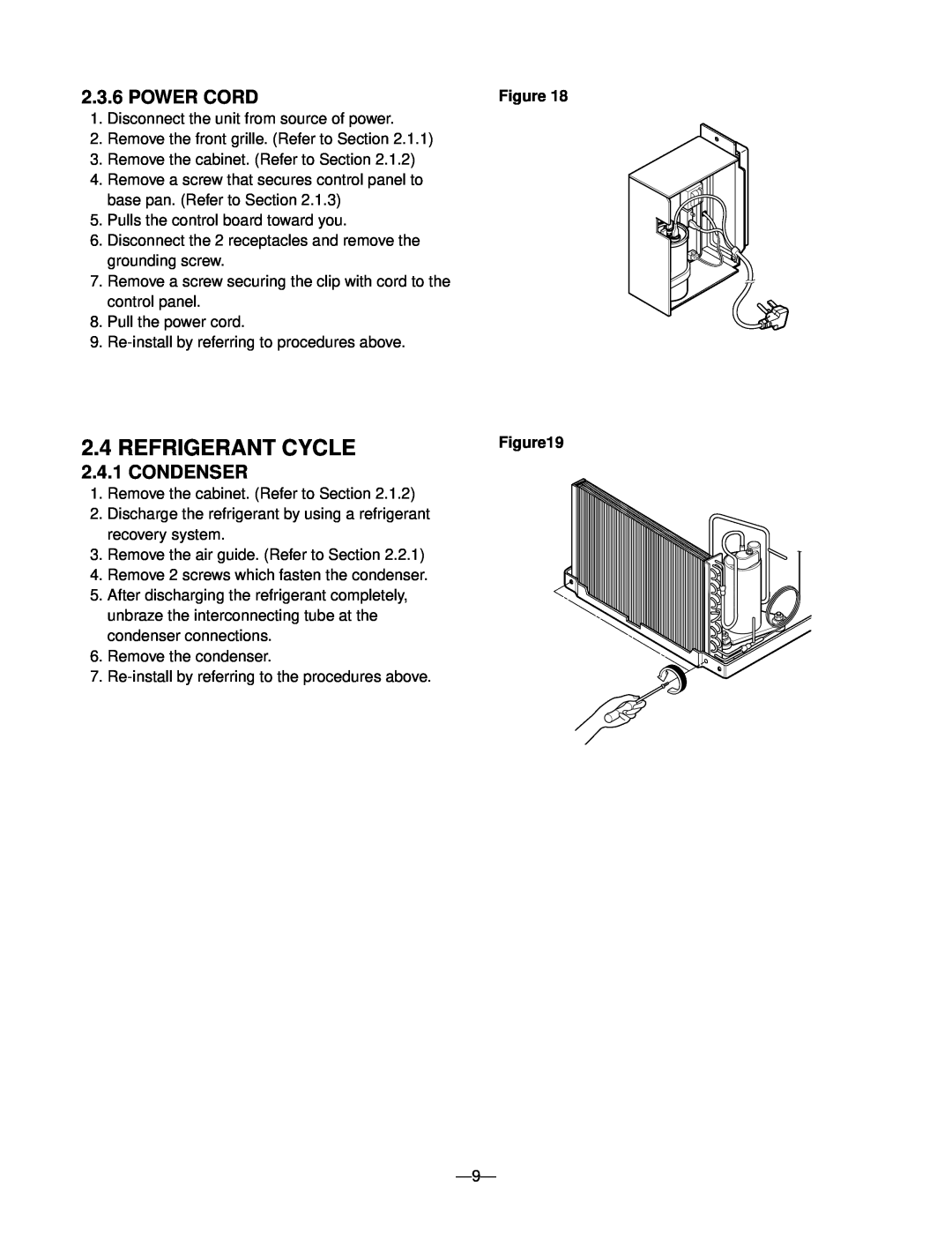 Friedrich CP05C10 manual Refrigerant Cycle, Power Cord, Condenser 