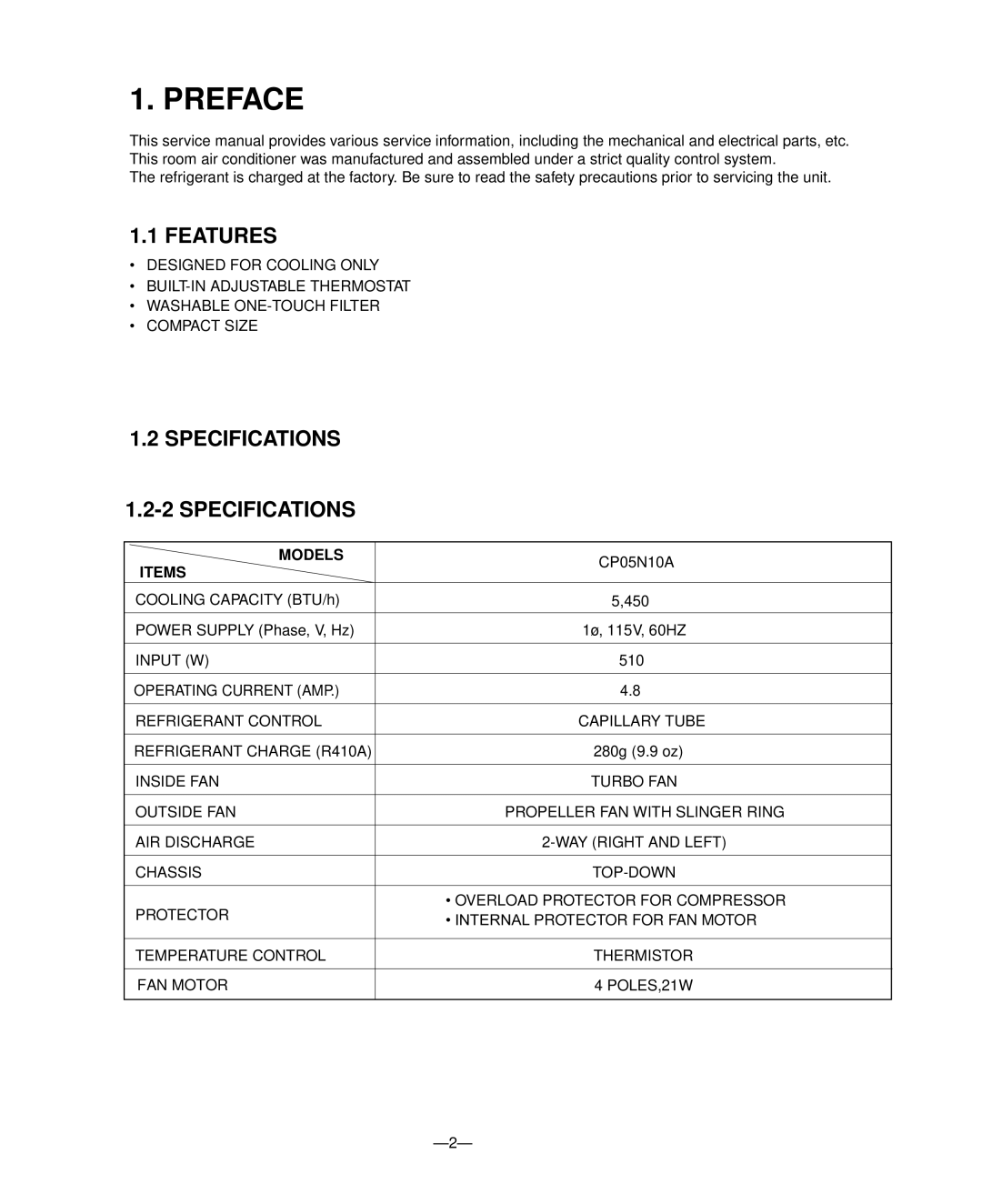 Friedrich CP05N10A manual Preface 