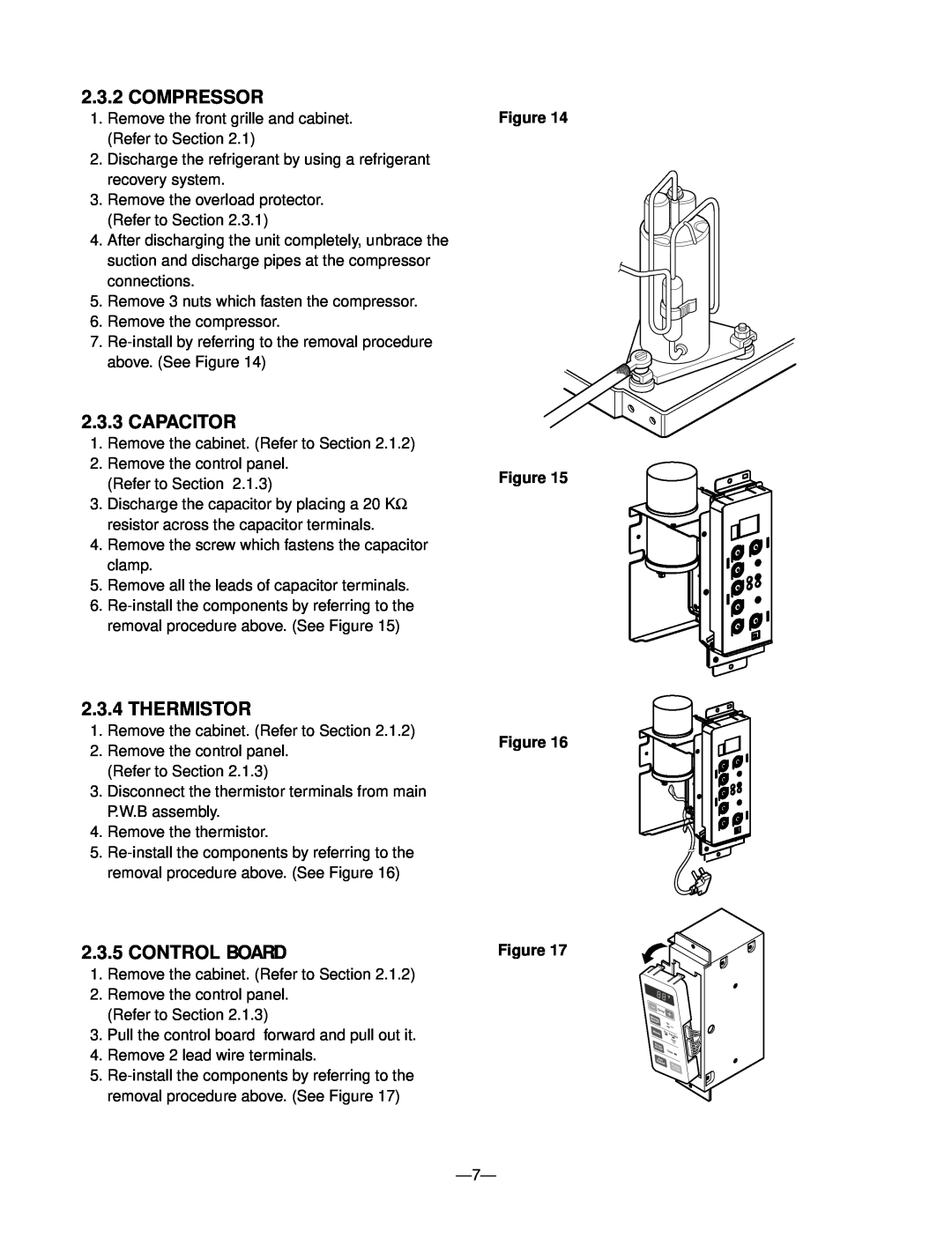 Friedrich CP05N10A manual Compressor, Capacitor, Thermistor, Control Board, Figure Figure 