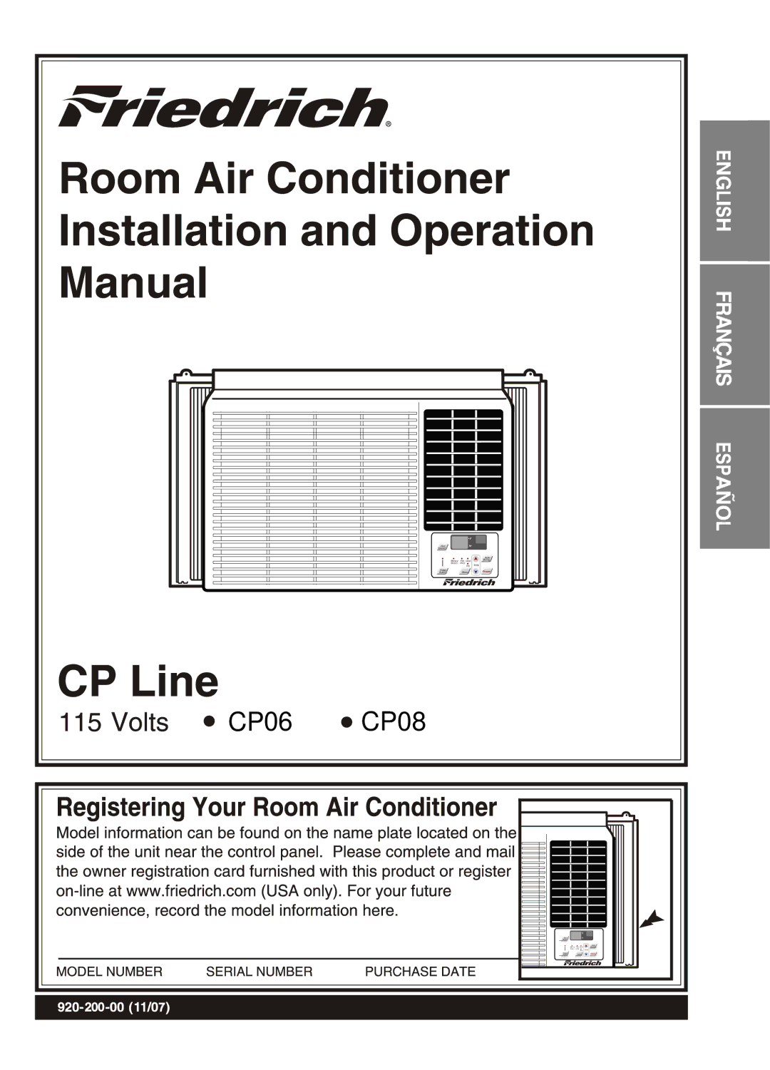 Friedrich CP06/CP08 manual CP06 CP08 