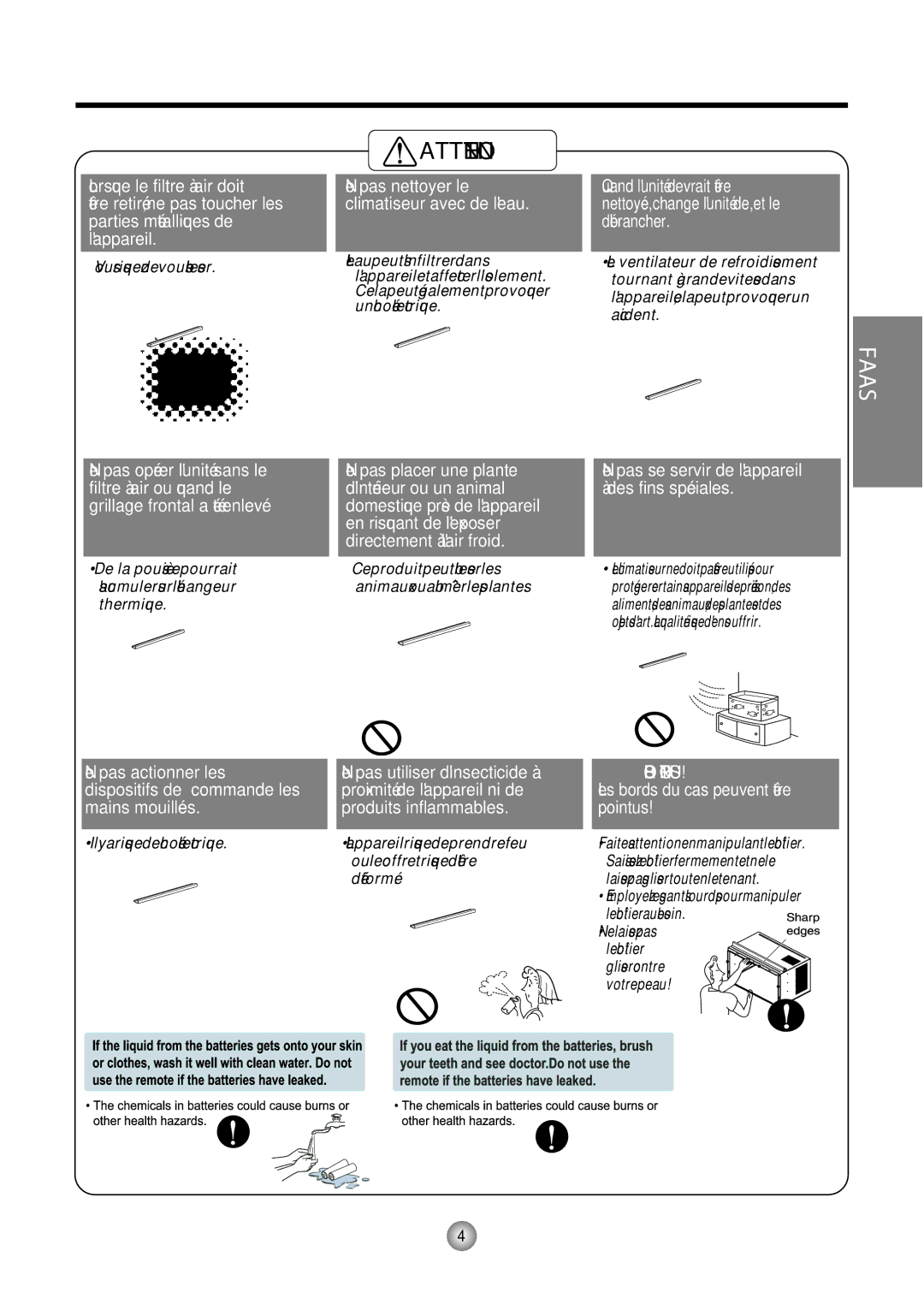 Friedrich CP06/CP08 manual Bords POINTUS! Les bords du cas peuvent être pointus 