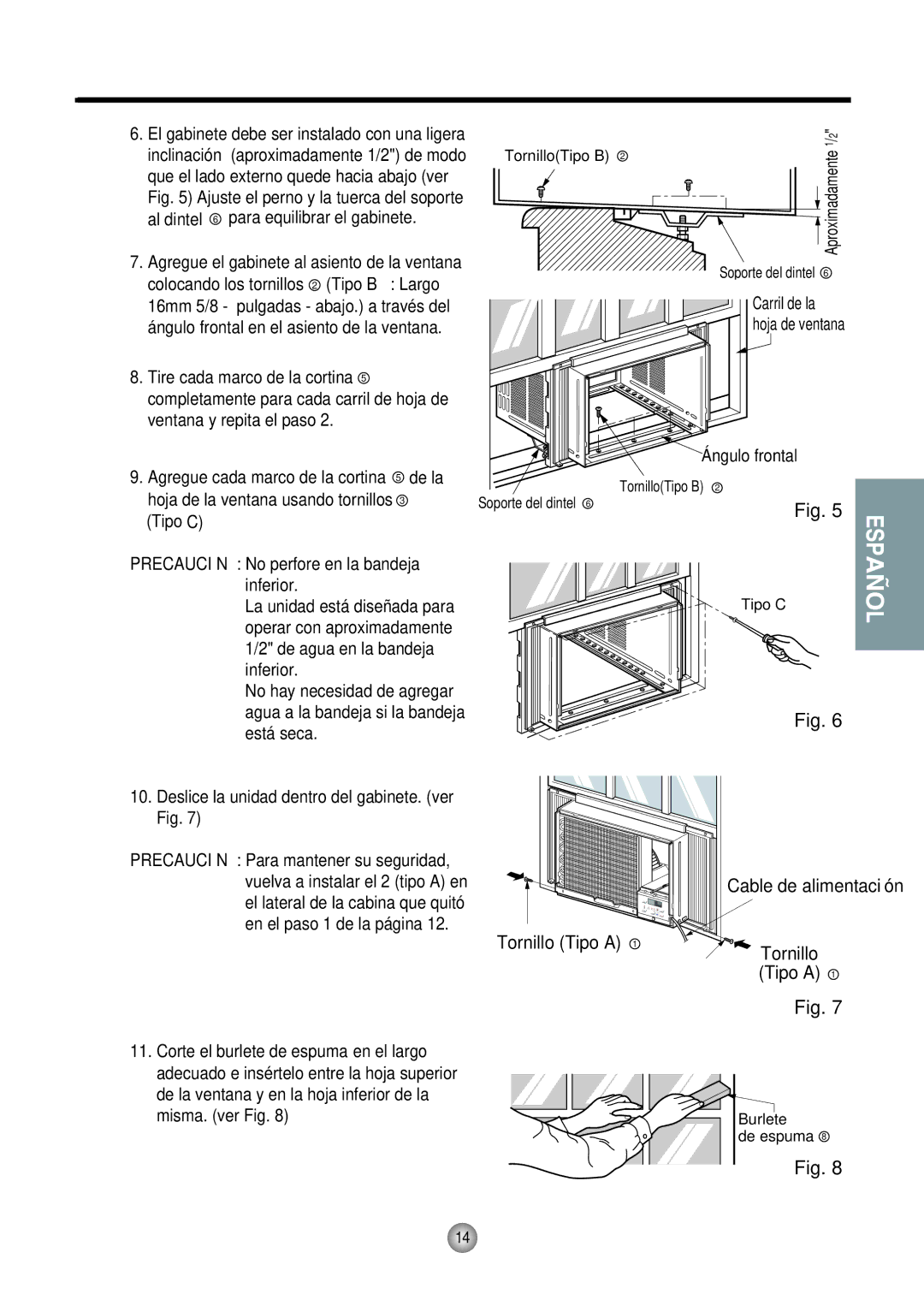 Friedrich CP06/CP08 manual Tornillo Tipo a 