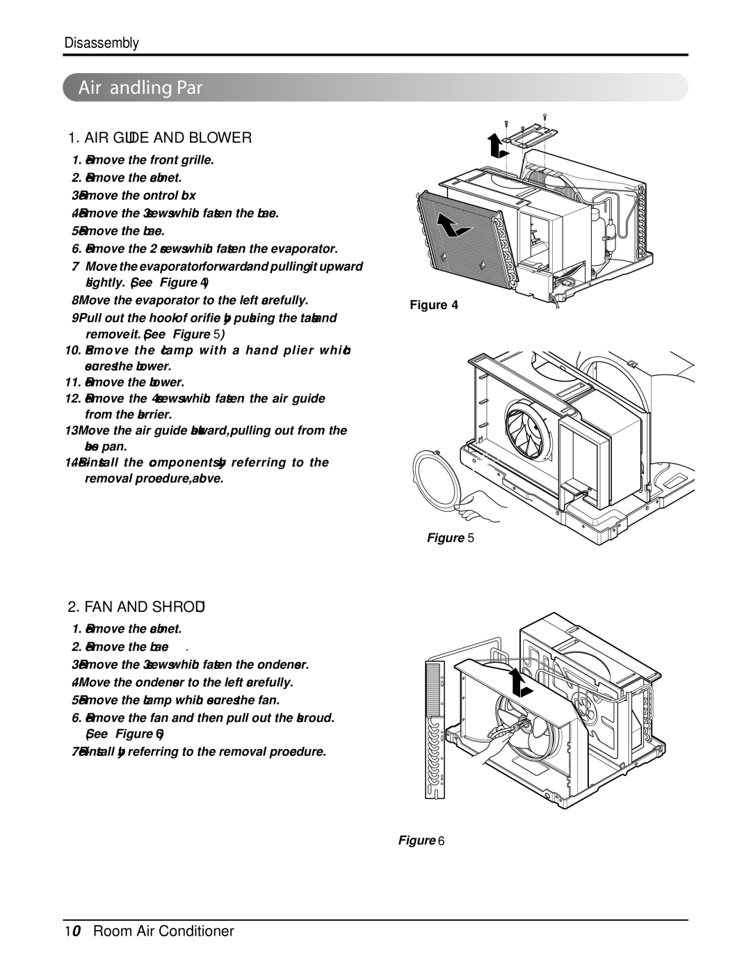 Friedrich CP06F10, CP08F10 manual Air Handling Parts, AIR Guide and Blower 