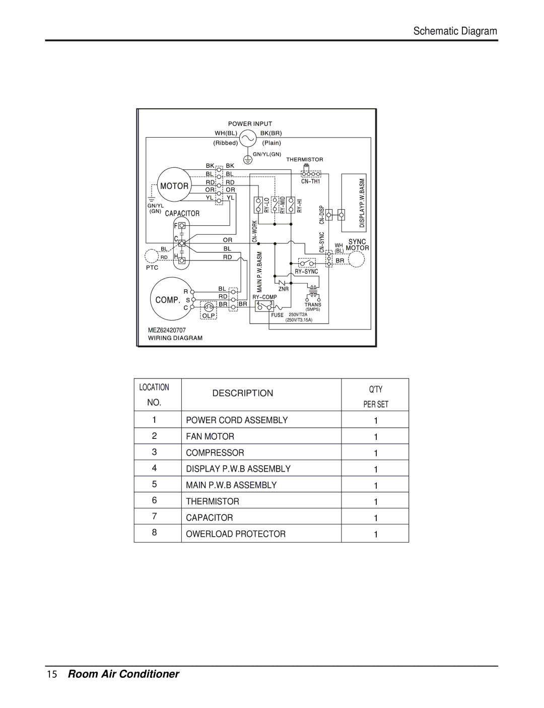 Friedrich CP08F10, CP06F10 manual Circuit Diagram 