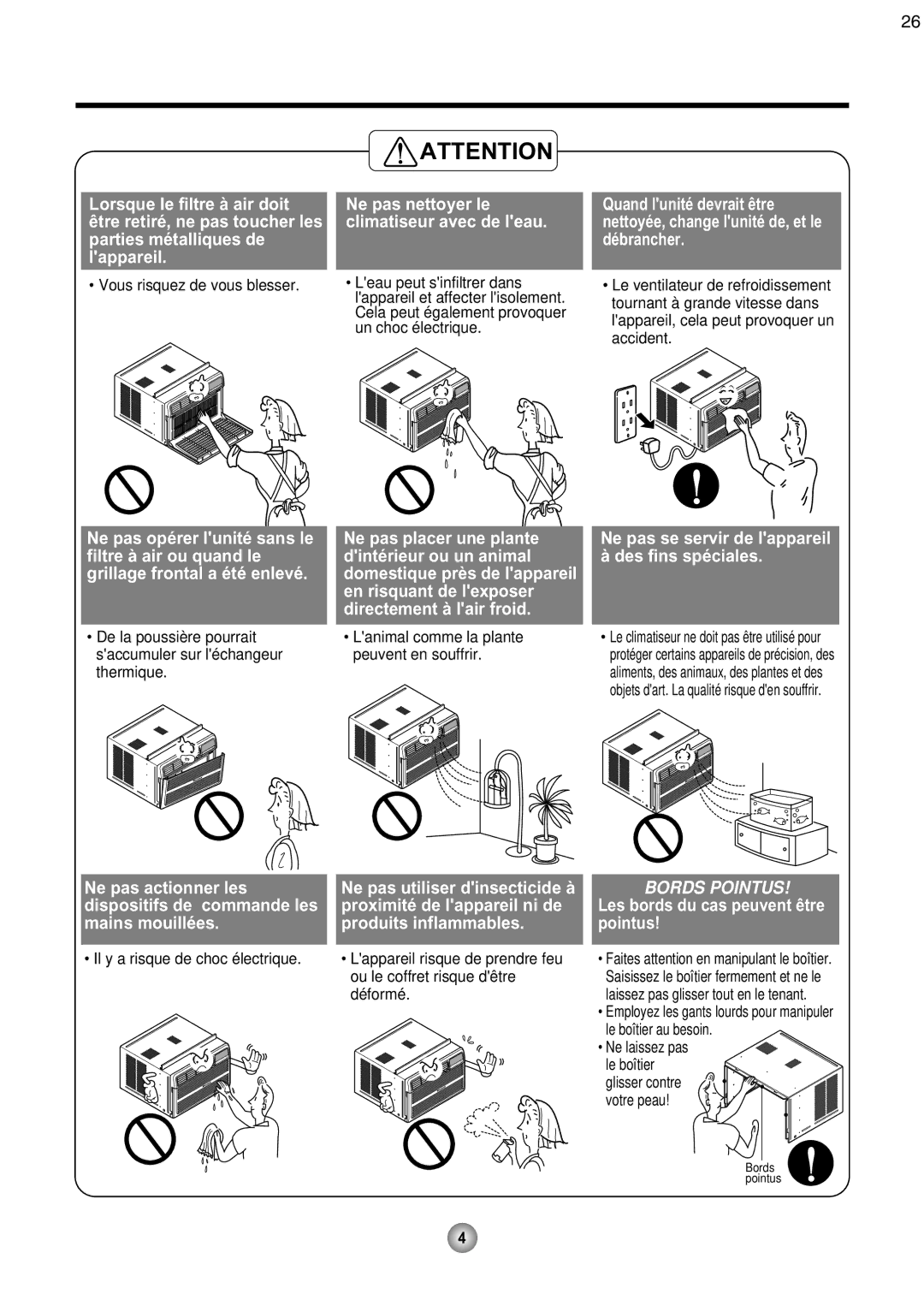 Friedrich CP08 operation manual Bords Pointus 