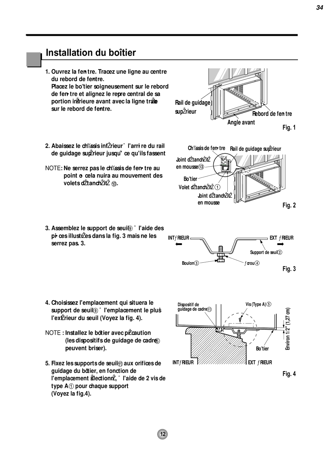 Friedrich CP08 operation manual Installation du boîtier, Joint détanchéité En mousse Boîtier Volet détanchéité 