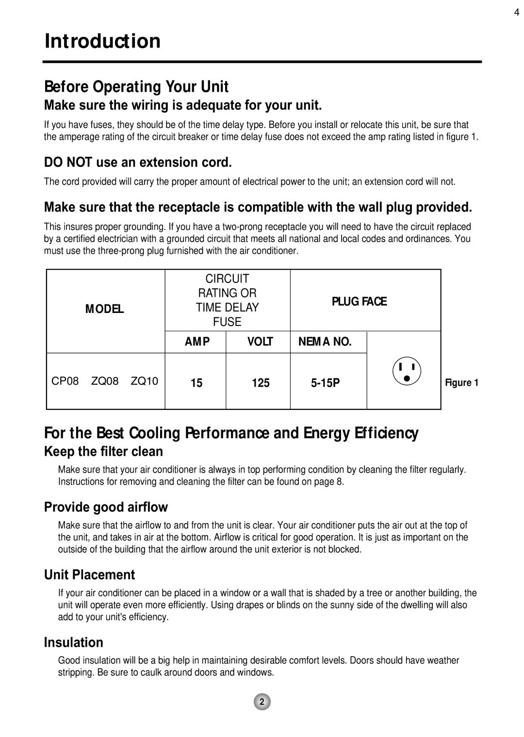 Friedrich CP08 Introduction, Before Operating Your Unit, For the Best Cooling Performance and Energy Efficiency 