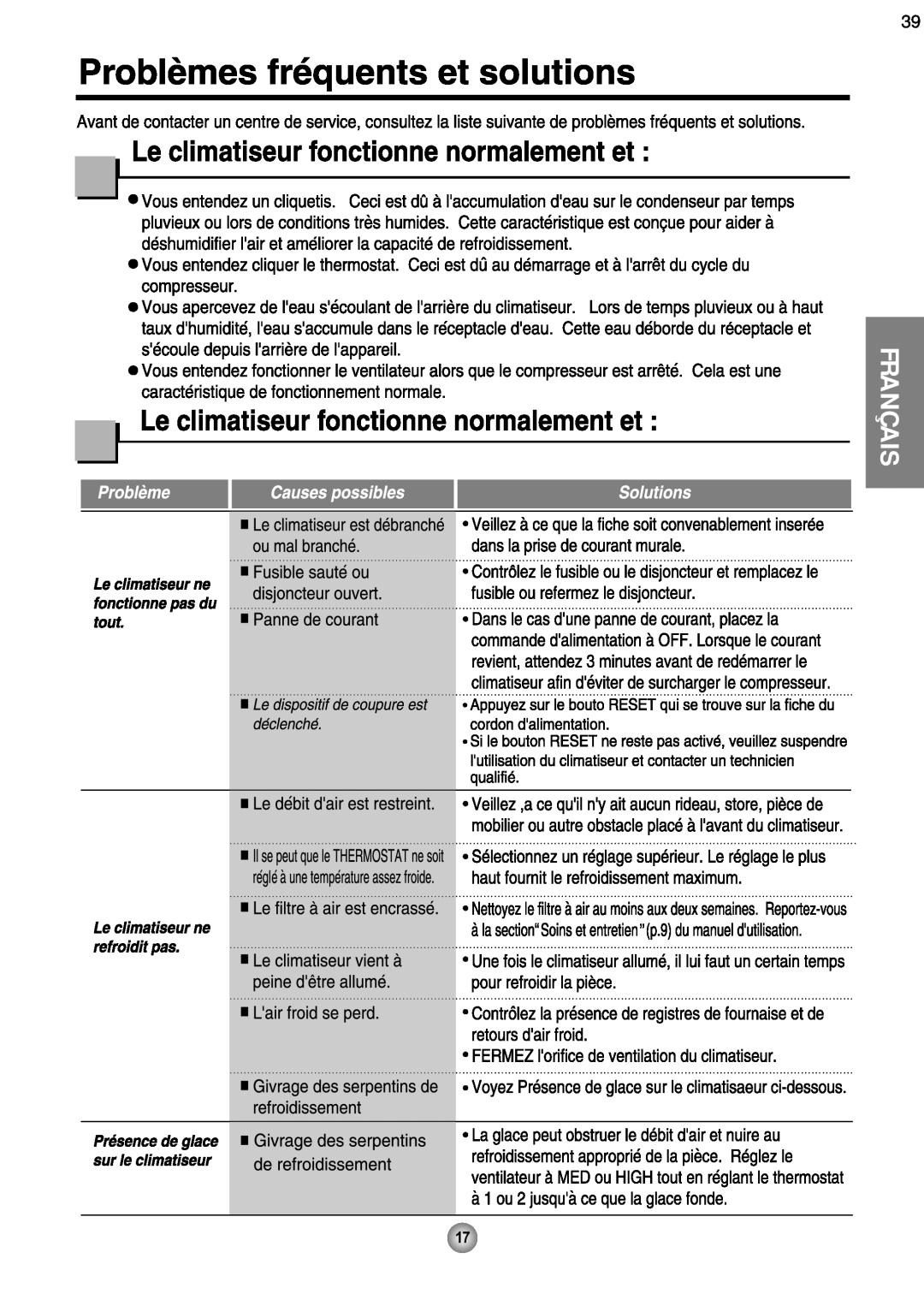 Friedrich CP08 operation manual Français, 39 e 