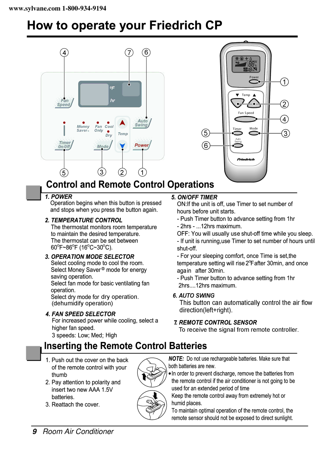 Friedrich CP06E10, CP08E10 manual Auto Swing 