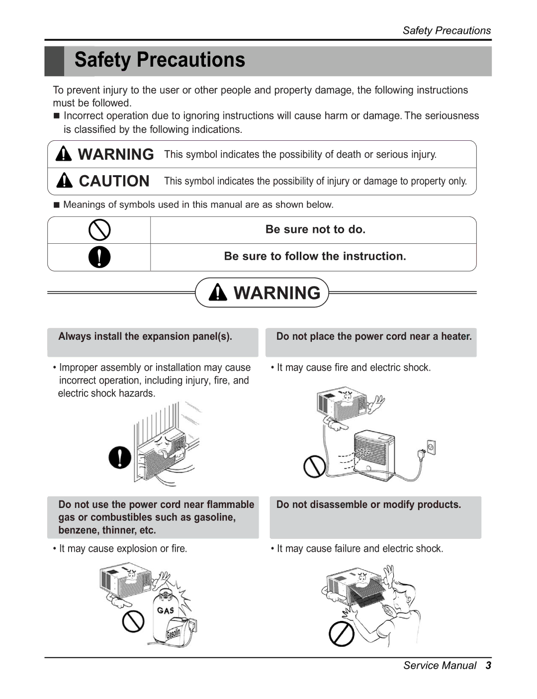 Friedrich CP12E10, CP10E10 manual Safety Precautions 