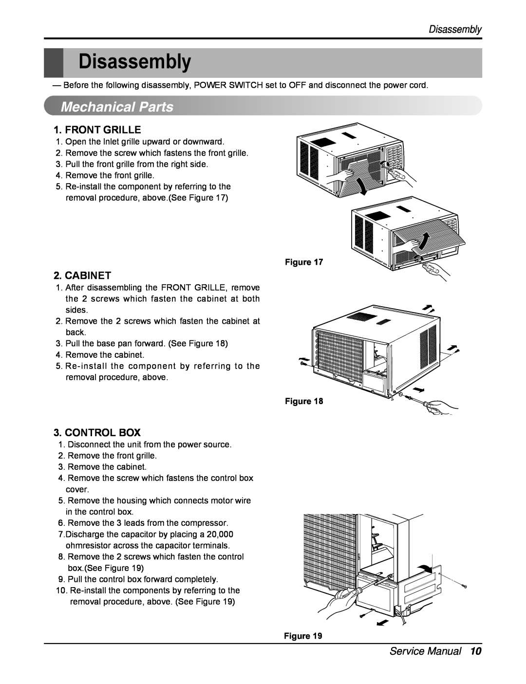 Friedrich CP10E10, CP12E10 manual Disassembly, MechanicalParts 