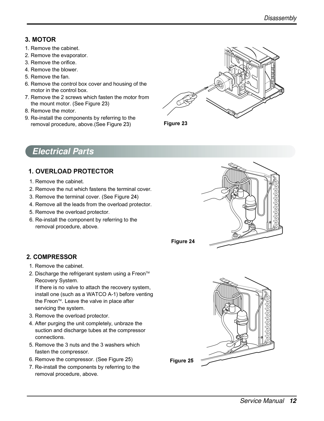 Friedrich CP10E10, CP12E10 manual Electrical Parts, Compressor, Disassembly 