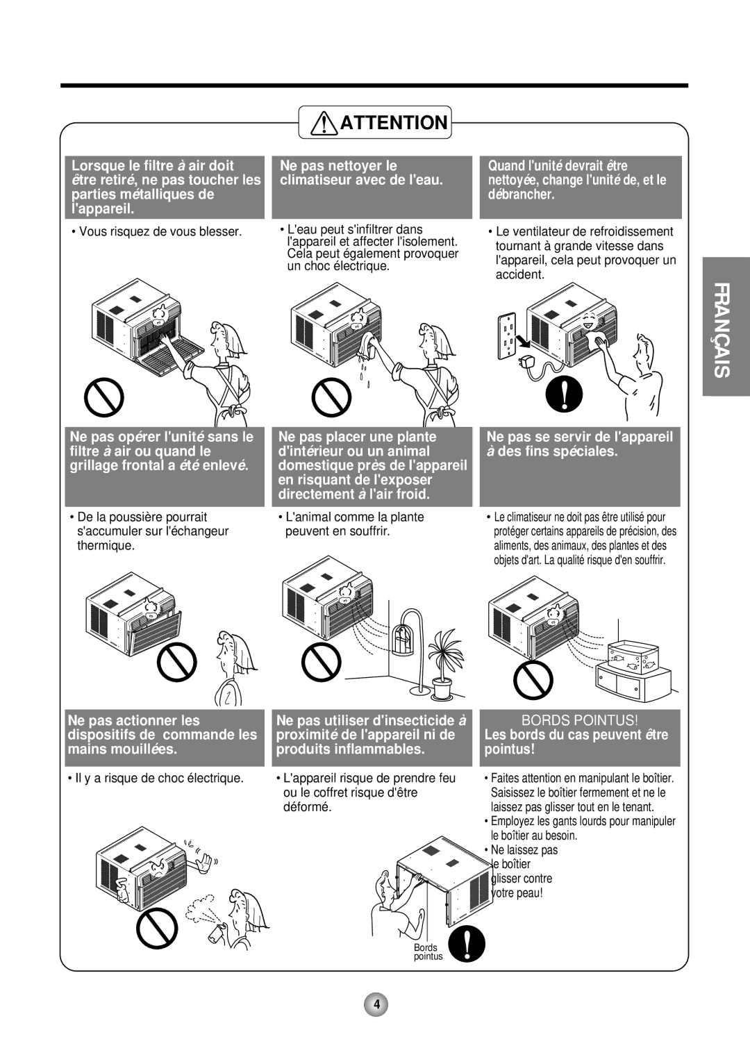 Friedrich CP10, CP12 operation manual Bords Pointus 