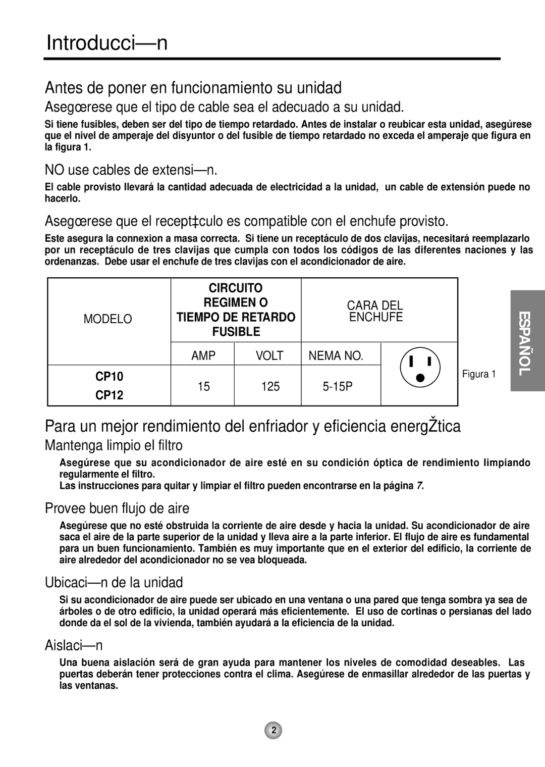 Friedrich CP12, CP10 operation manual Introducción, Antes de poner en funcionamiento su unidad 