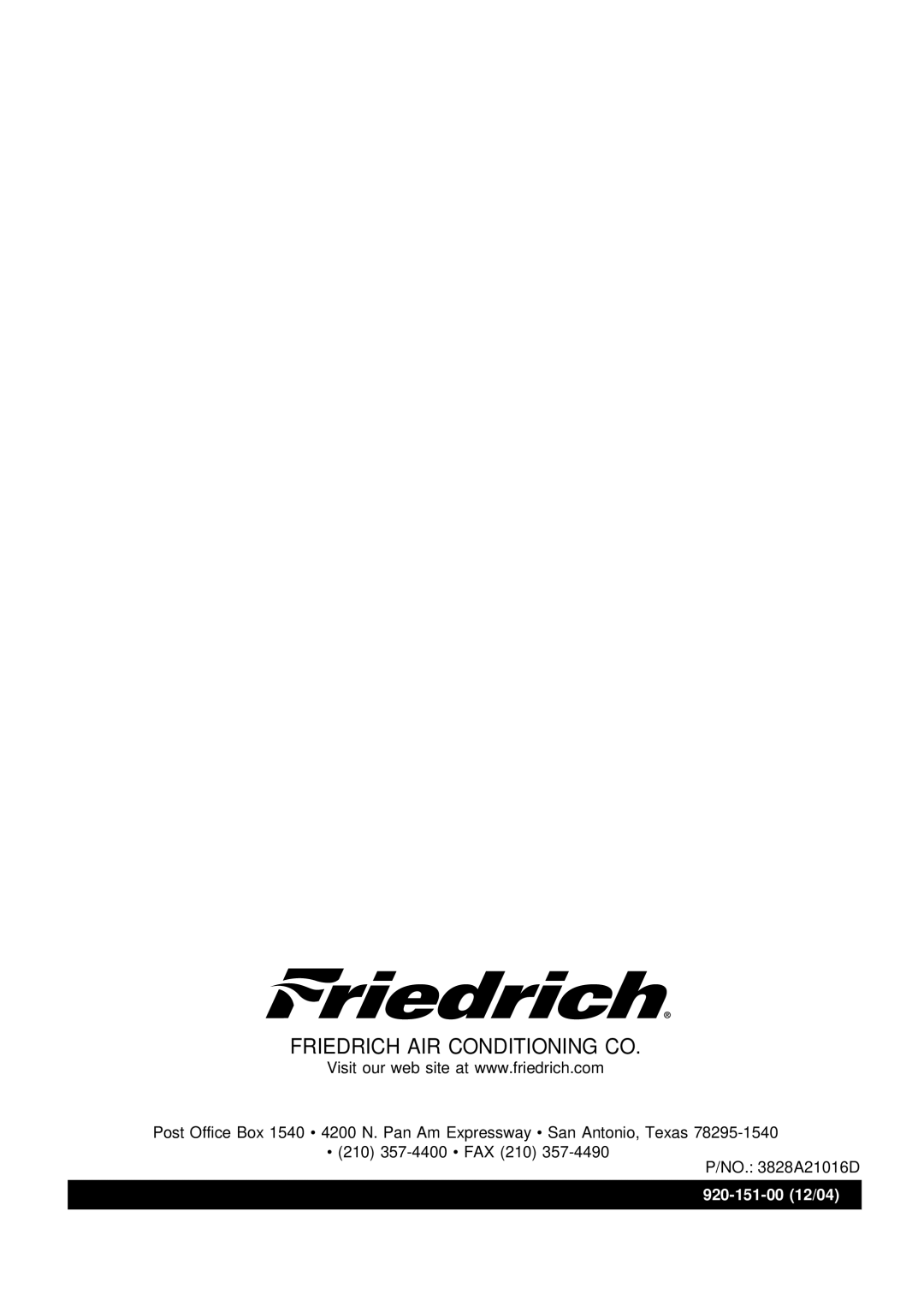 Friedrich CP12, CP10 operation manual Friedrich AIR Conditioning CO 