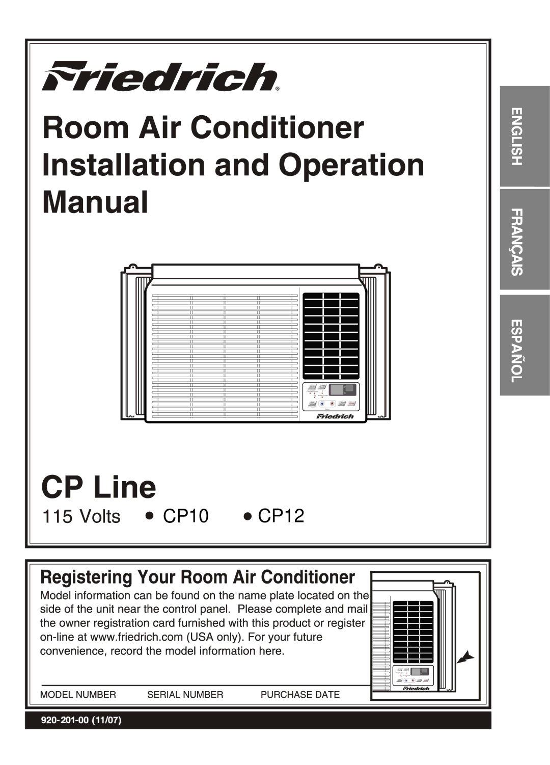 Friedrich manual CP10 CP12 