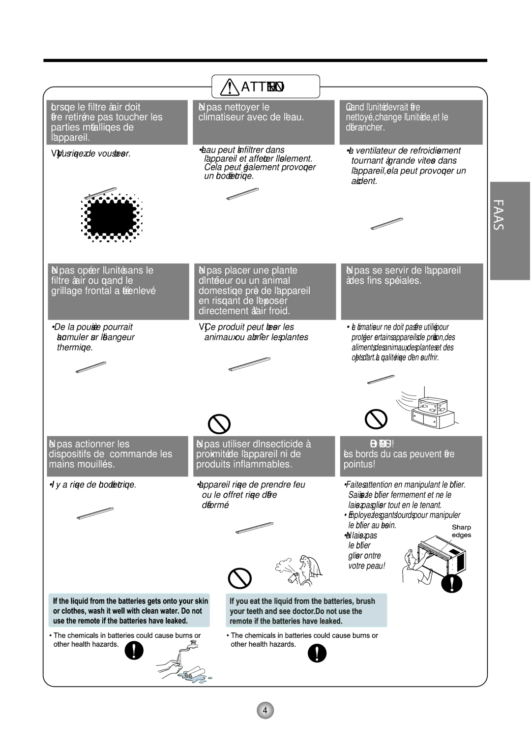 Friedrich CP10, CP12 manual Bords POINTUS! Les bords du cas peuvent être pointus 