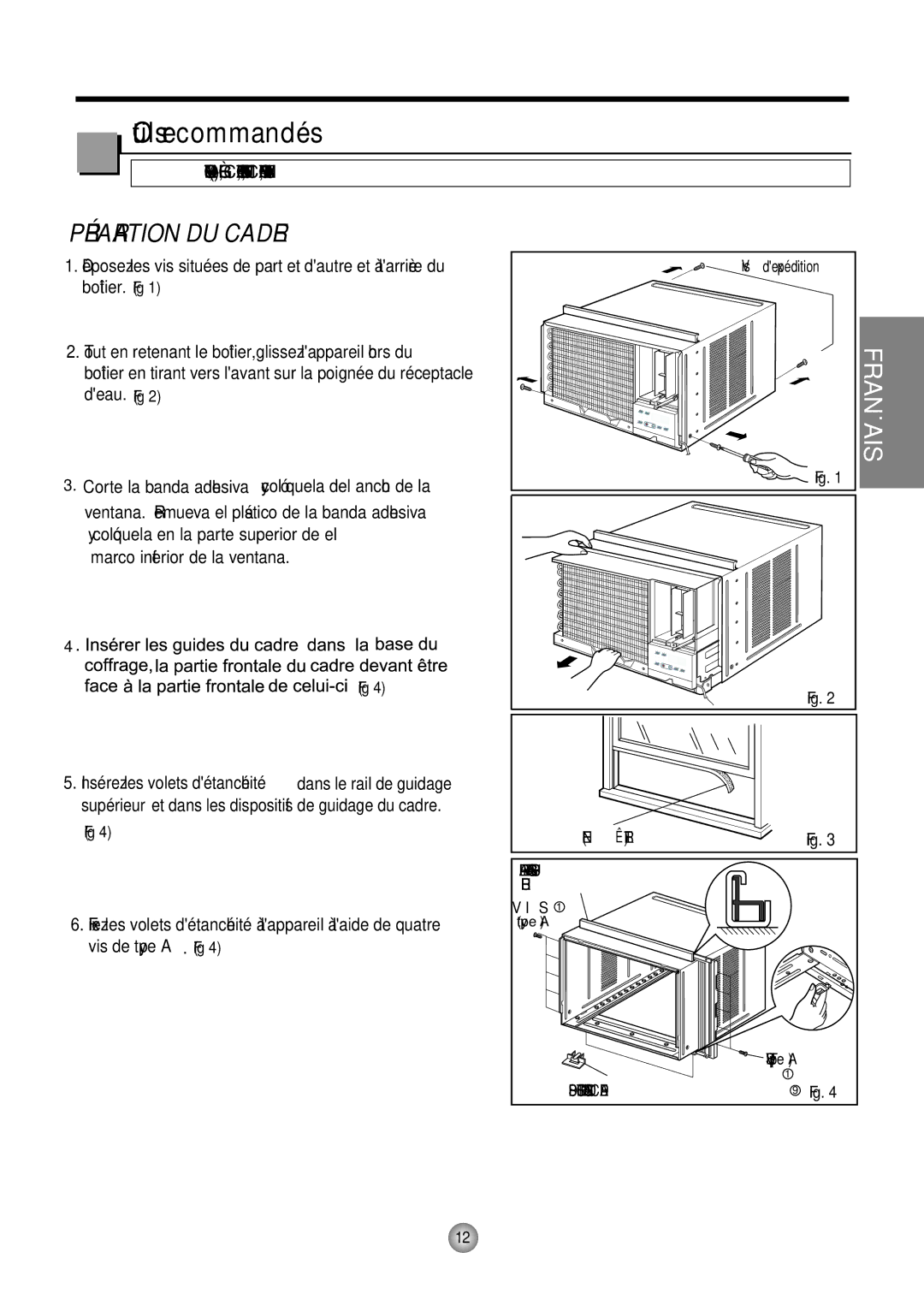 Friedrich CP10, CP12 manual Outils recommandés, Préparation DU Cadre 