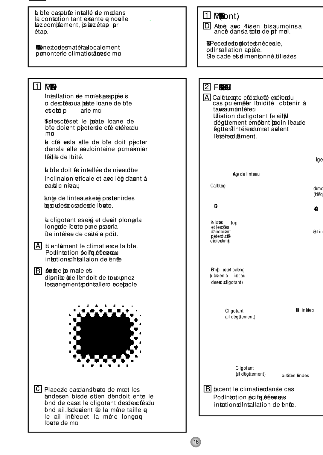 Friedrich CP10, CP12 manual Installation sur le mur Instruction facultative 