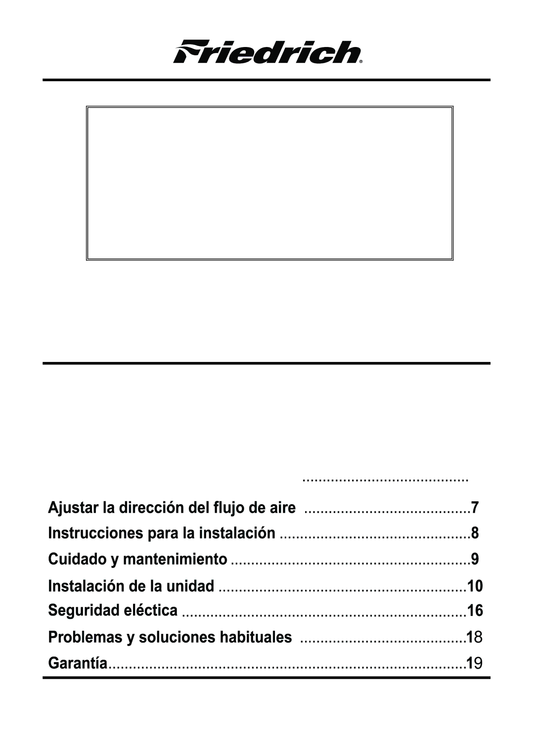 Friedrich CP10, CP12 manual Contenidos 