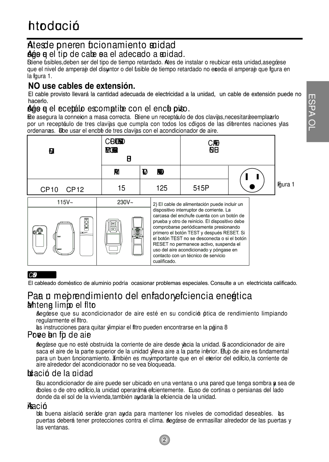 Friedrich CP12, CP10 manual Introducción, Provee buen flujo de aire 