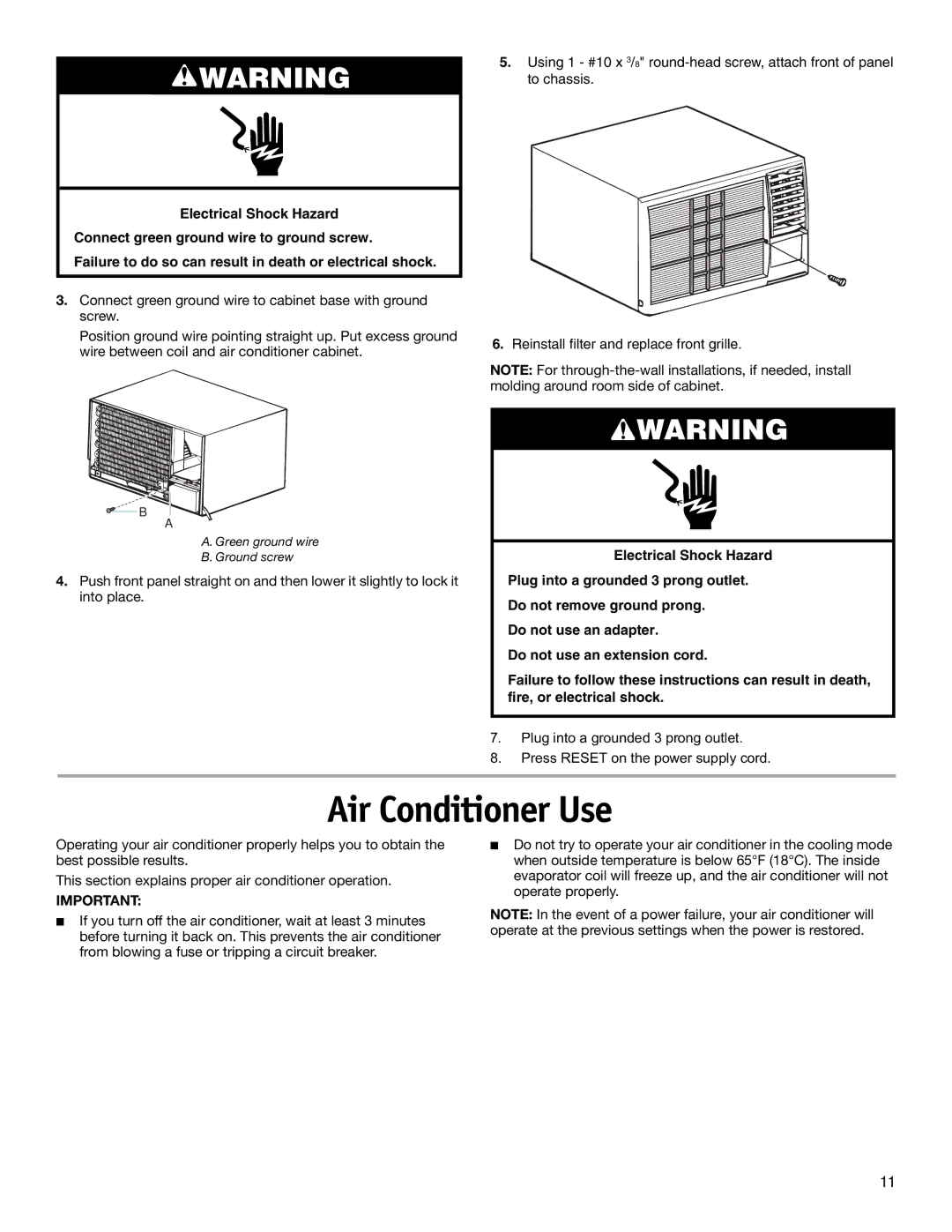 Friedrich CP24, CP14, CP18 manual Air Conditioner Use 