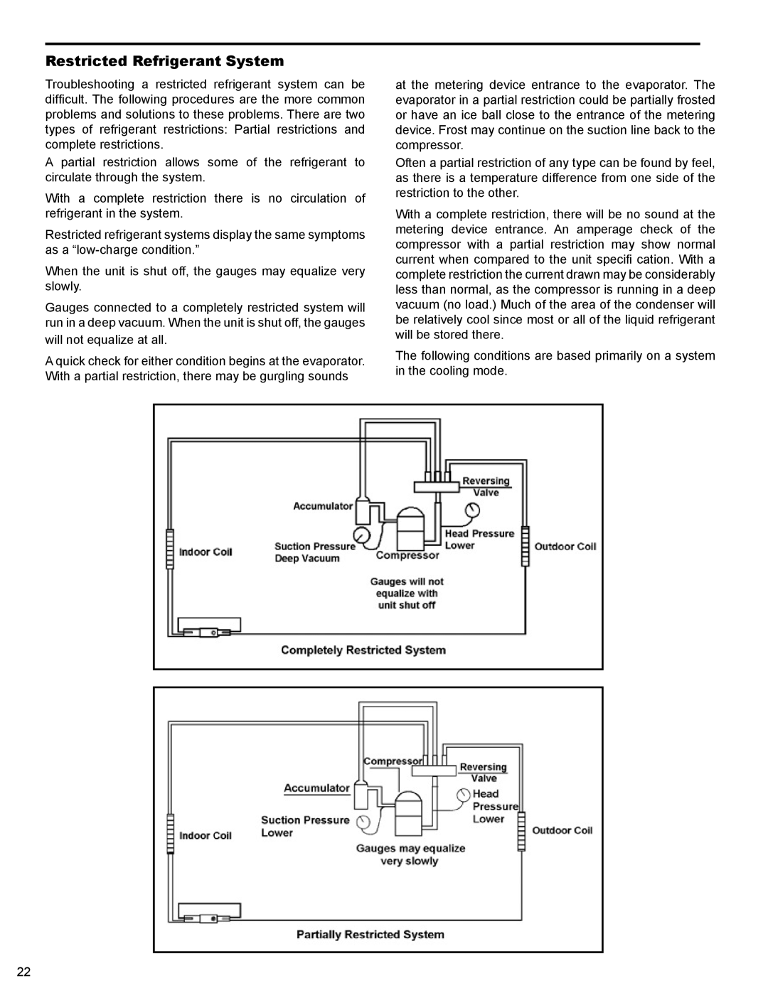 Friedrich XQ10M10, EQ08M11, XQ06M10, XQ05M10, XQ08M10 service manual Restricted Refrigerant System 