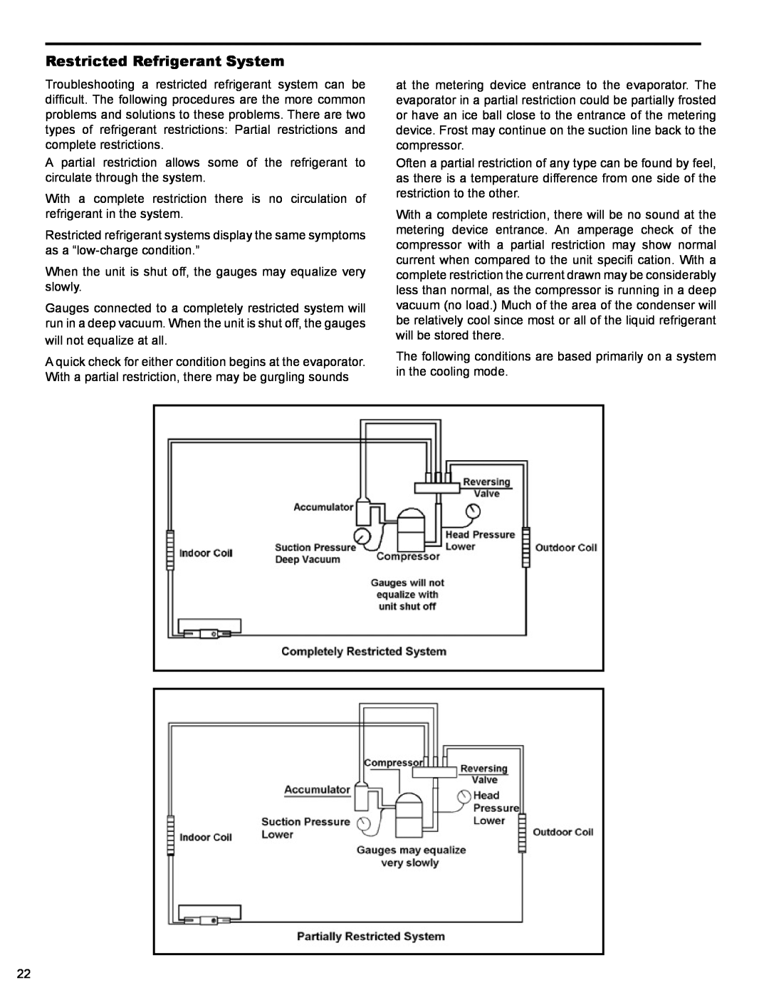 Friedrich XQ10M10, EQ08M11, XQ06M10, XQ05M10, XQ08M10 service manual Restricted Refrigerant System 