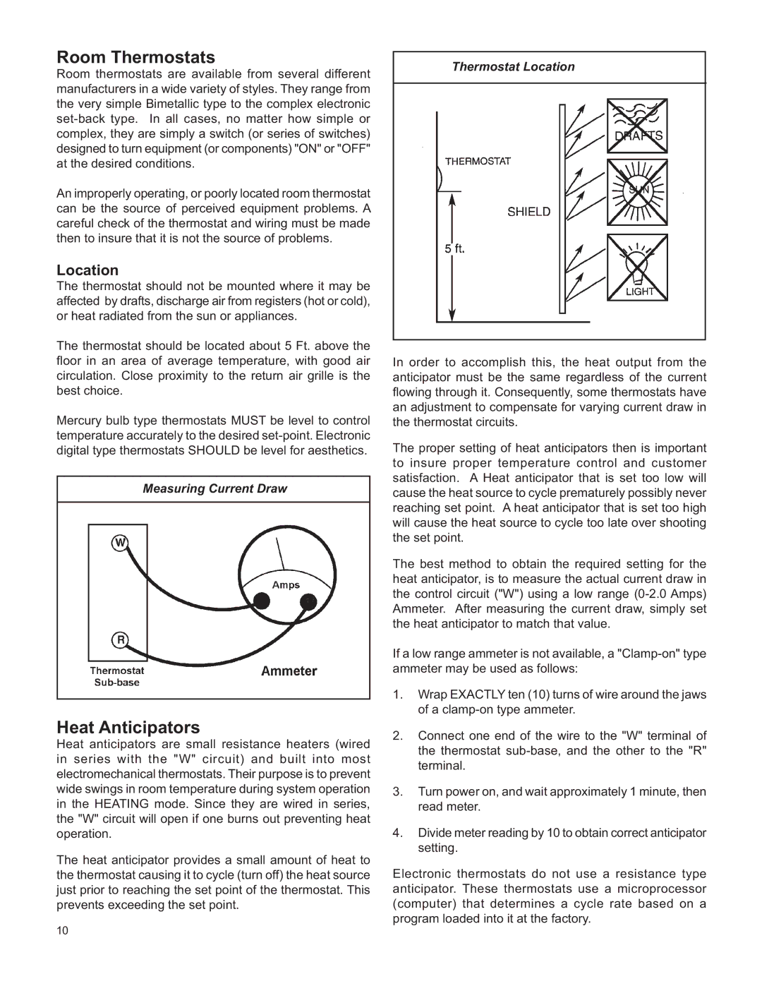 Friedrich H)A09K25, V(E service manual Room Thermostats, Heat Anticipators 