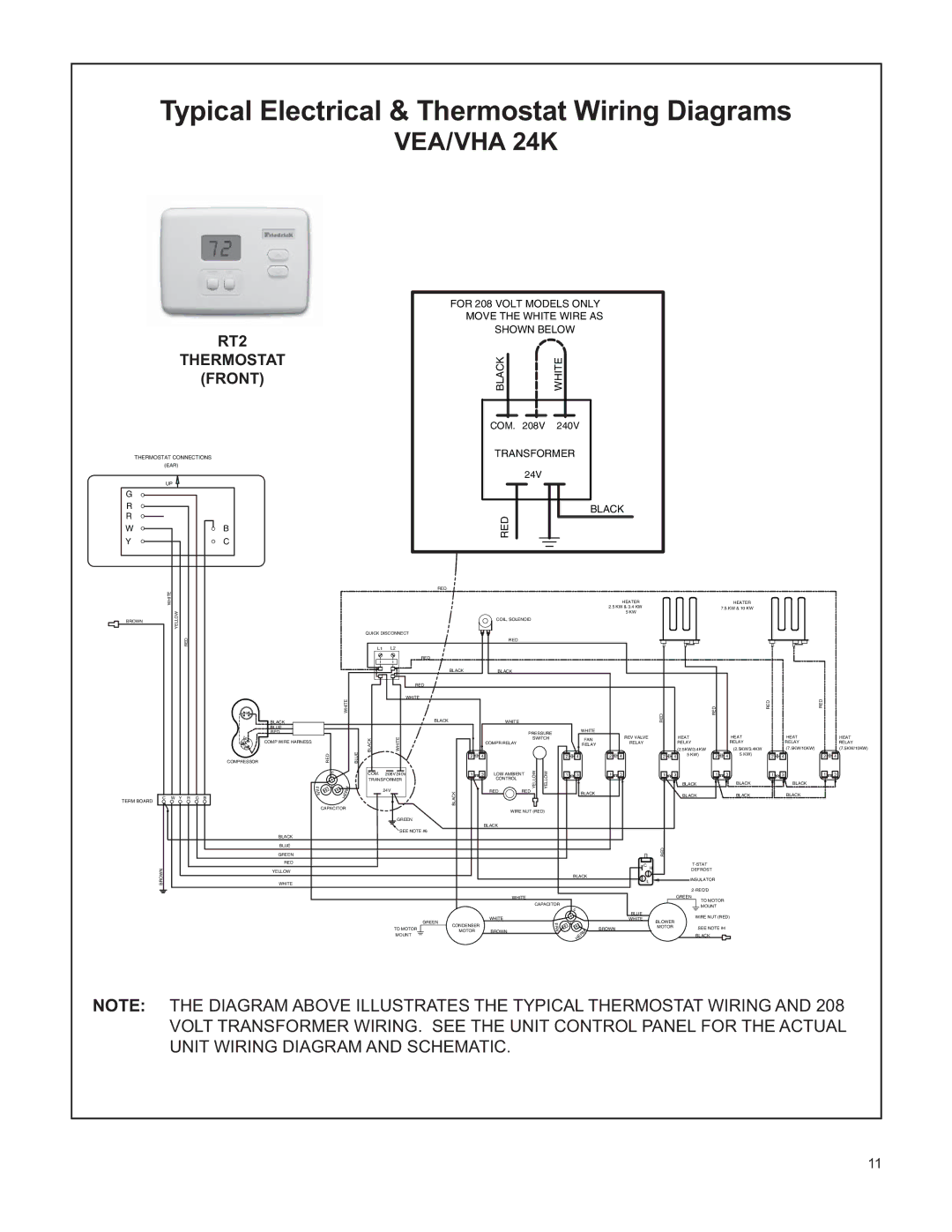 Friedrich V(E, H)A09K25 service manual Typical Electrical & Thermostat Wiring Diagrams 