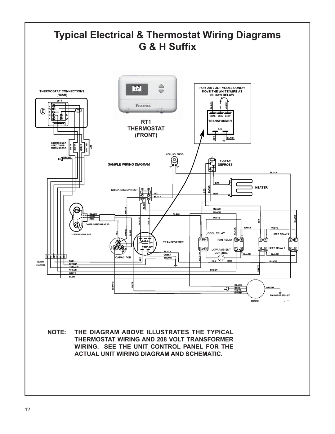 Friedrich H)A09K25, V(E service manual Typical Electrical & Thermostat Wiring Diagrams Sufﬁx 