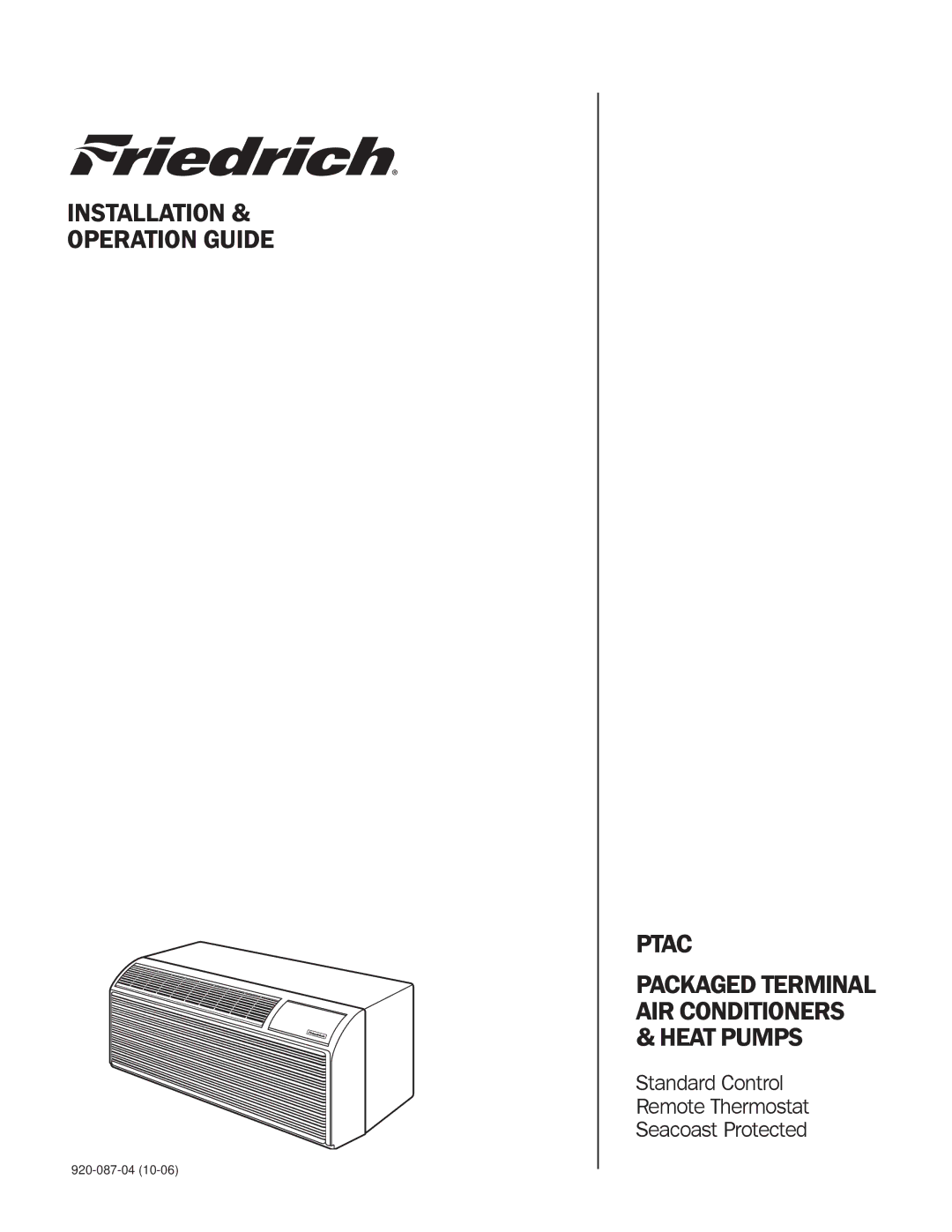 Friedrich HEAT PUMPS manual Ptac 