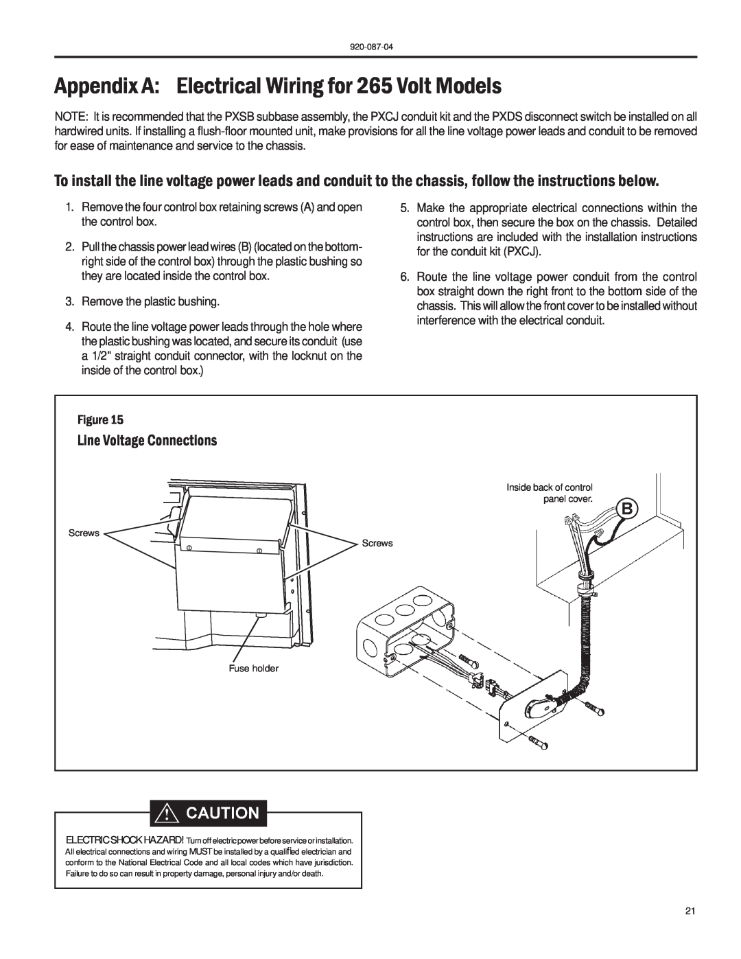 Friedrich HEAT PUMPS manual Appendix A Electrical Wiring for 265 Volt Models, Line Voltage Connections 