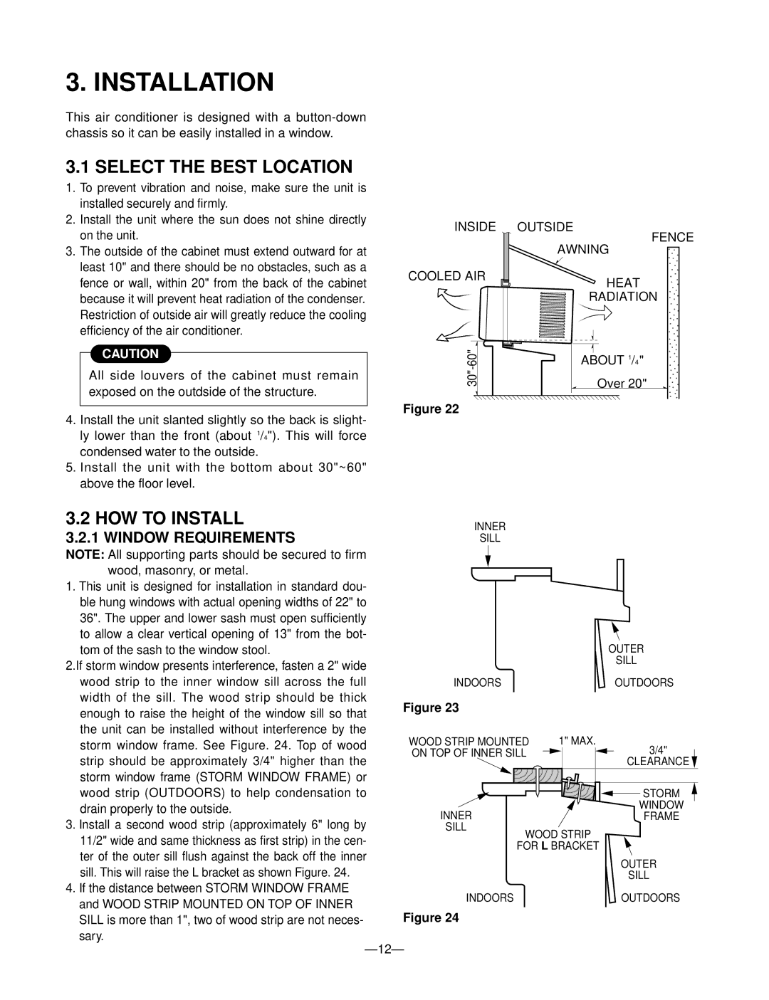 Friedrich KP05A10 KP06A10 manual Installation, Select the Best Location, HOW to Install, Window Requirements 