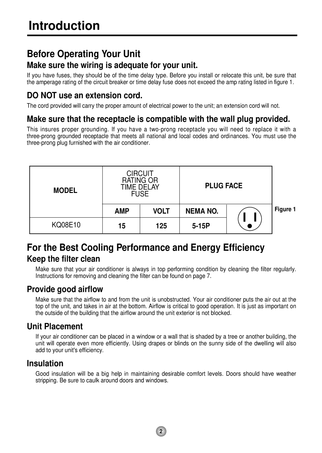 Friedrich KQ08E10 manual Introduction, Before Operating Your Unit 