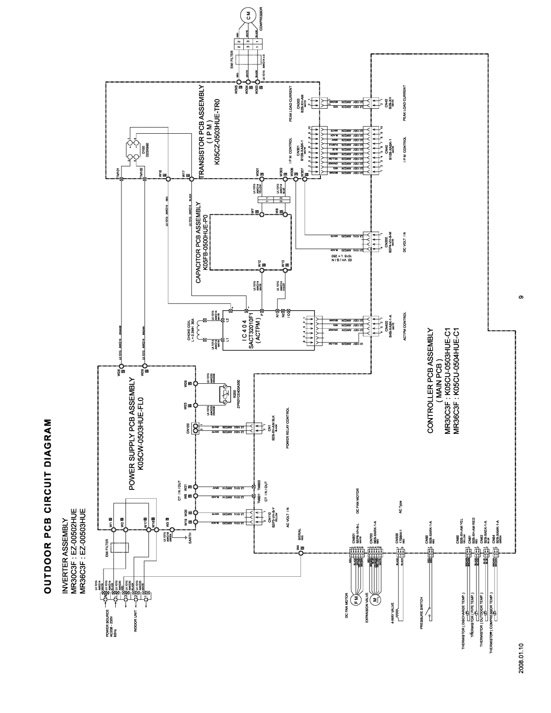 Friedrich M30CF Outdoor Pcb Circuit Diagram, INVERTER ASSEMBLY MR30C3F EZ-00502HUE, MR36C3F EZ-00503HUE, K05CW-0503HUE-FL0 