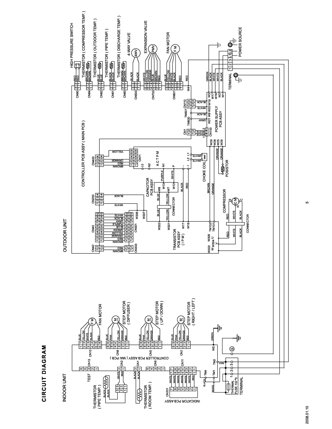 Friedrich M30CF specifications Circuit Diagram, Indoor Unit, Outdoor Unit 